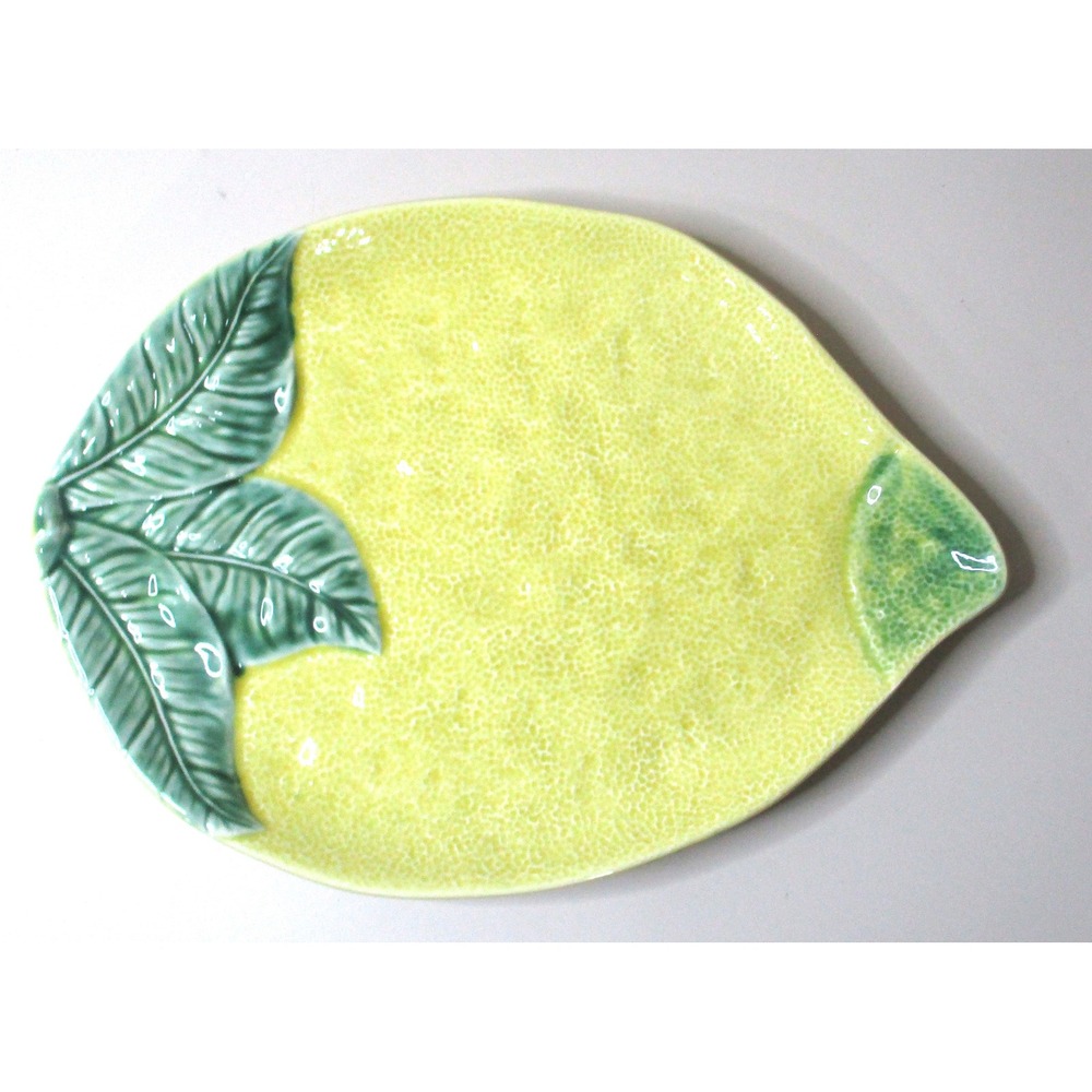 Bordallo Pinheiro Lemon Serving Platter Ceramic Majolica Made in Portugal 12in
